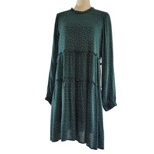 MAEVE ANTHROPOLOGIE DRESS BOHO STYLE LONG SLEEVE BUTTON BACK SLIP LINED SMALL